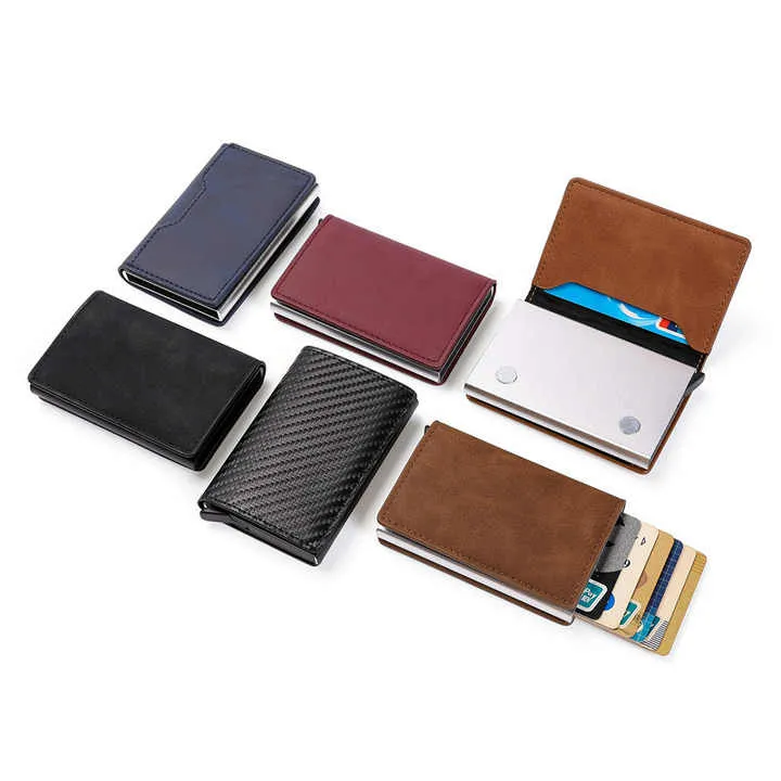 الجملة المنبثقة بو الجلود محفظة معدنية RFID . Pop Up PU Leather Metal Wallet RFID Blocking Automatic