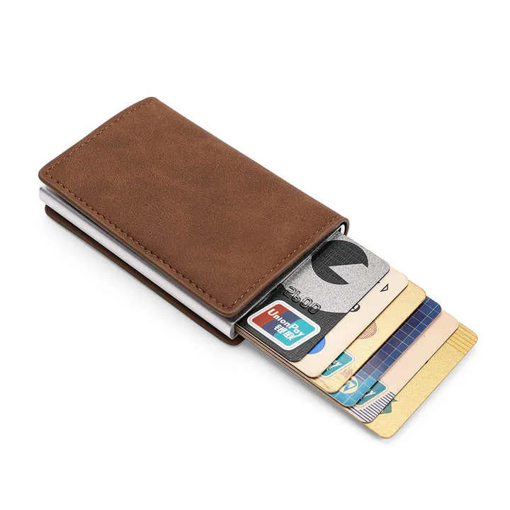 الجملة المنبثقة بو الجلود محفظة معدنية RFID . Pop Up PU Leather Metal Wallet RFID Blocking Automatic