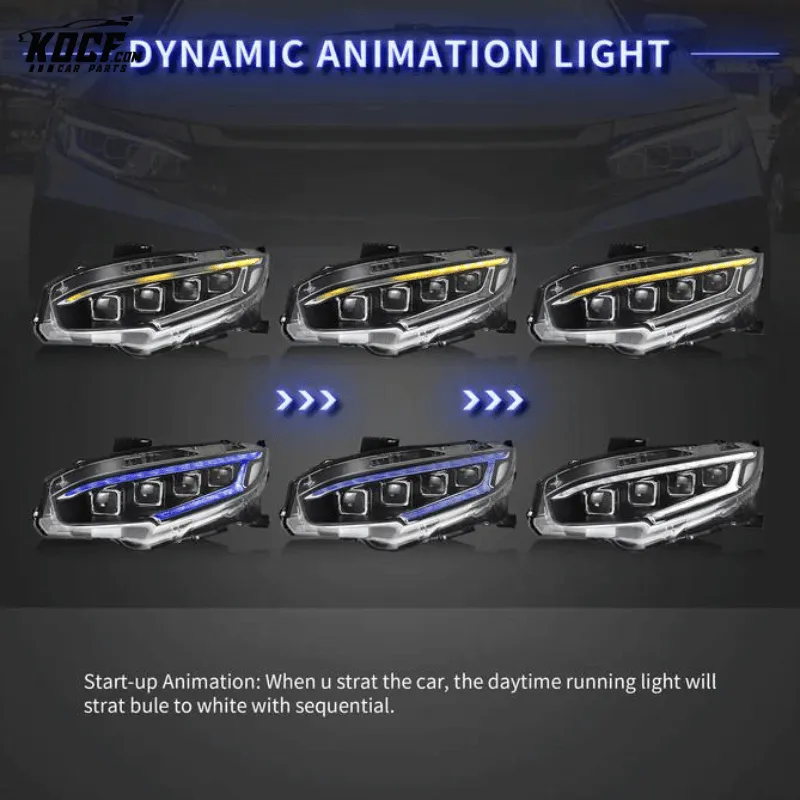 2016-2021 Honda Civic Sedan Hatchback Coupe LED Headlights Front Lights Assembly