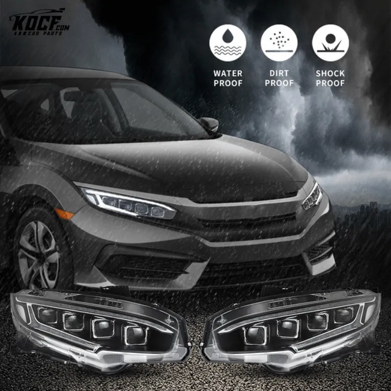 2016-2021 Honda Civic Sedan Hatchback Coupe LED Headlights Front Lights Assembly