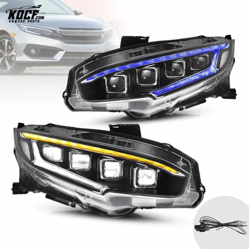 2016-2021 Honda Civic Sedan Hatchback Coupe LED Headlights Front Lights Assembly