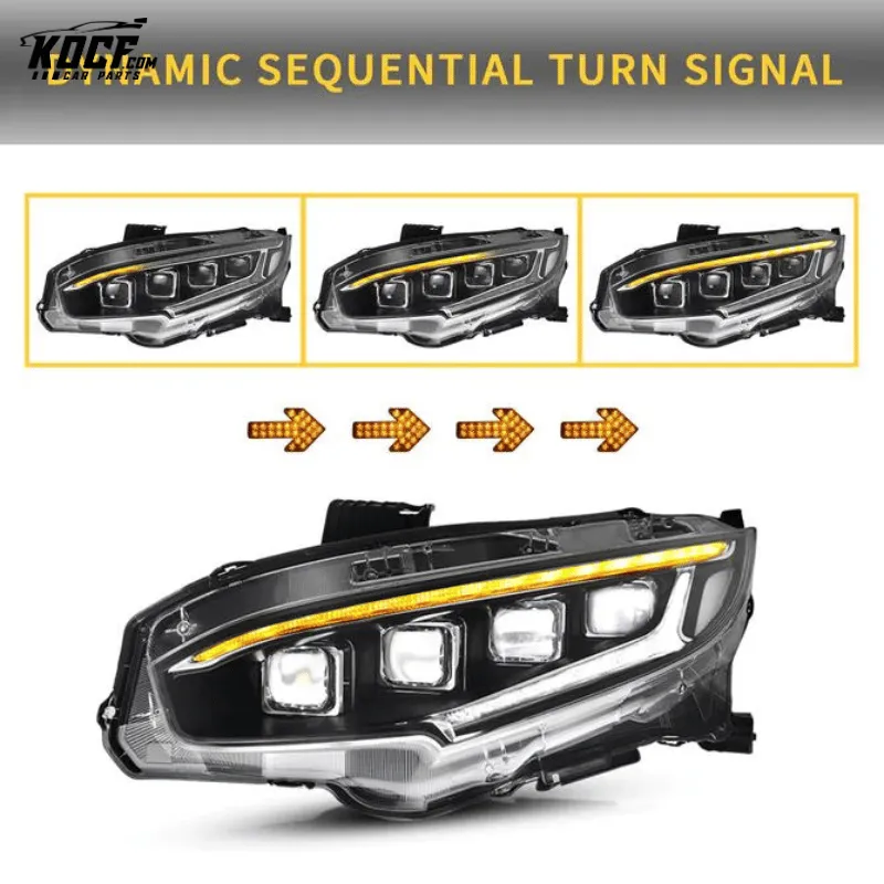 2016-2021 Honda Civic Sedan Hatchback Coupe LED Headlights Front Lights Assembly