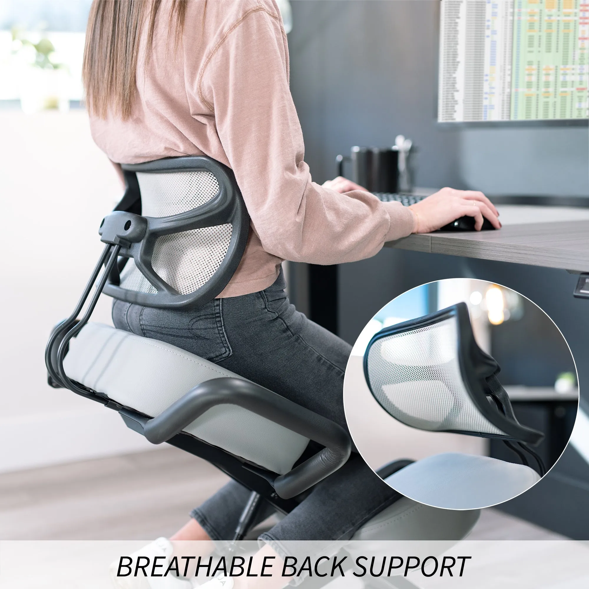 Adjustable Ergonomic Kneeling Chair with Back Support
