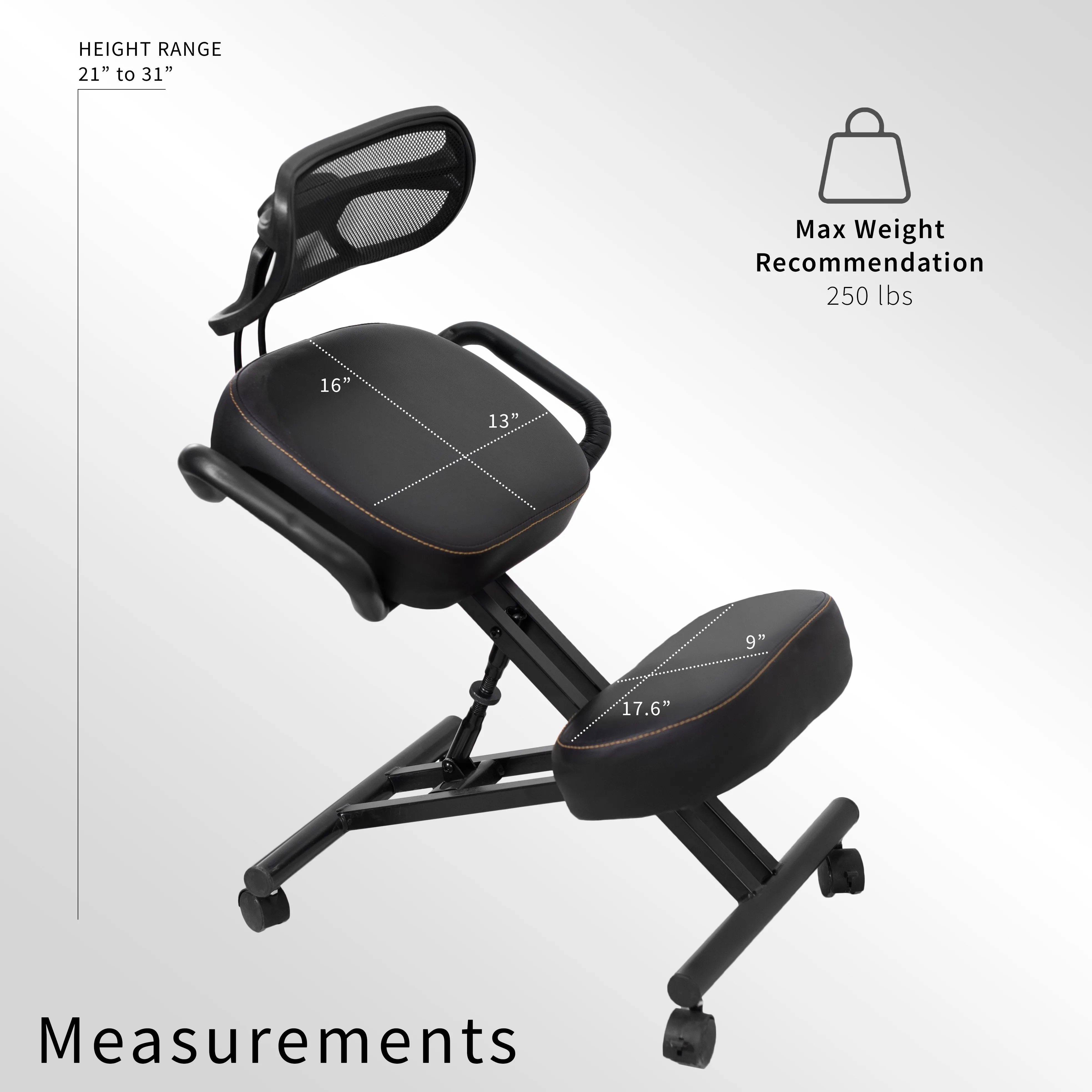 Adjustable Ergonomic Kneeling Chair with Back Support