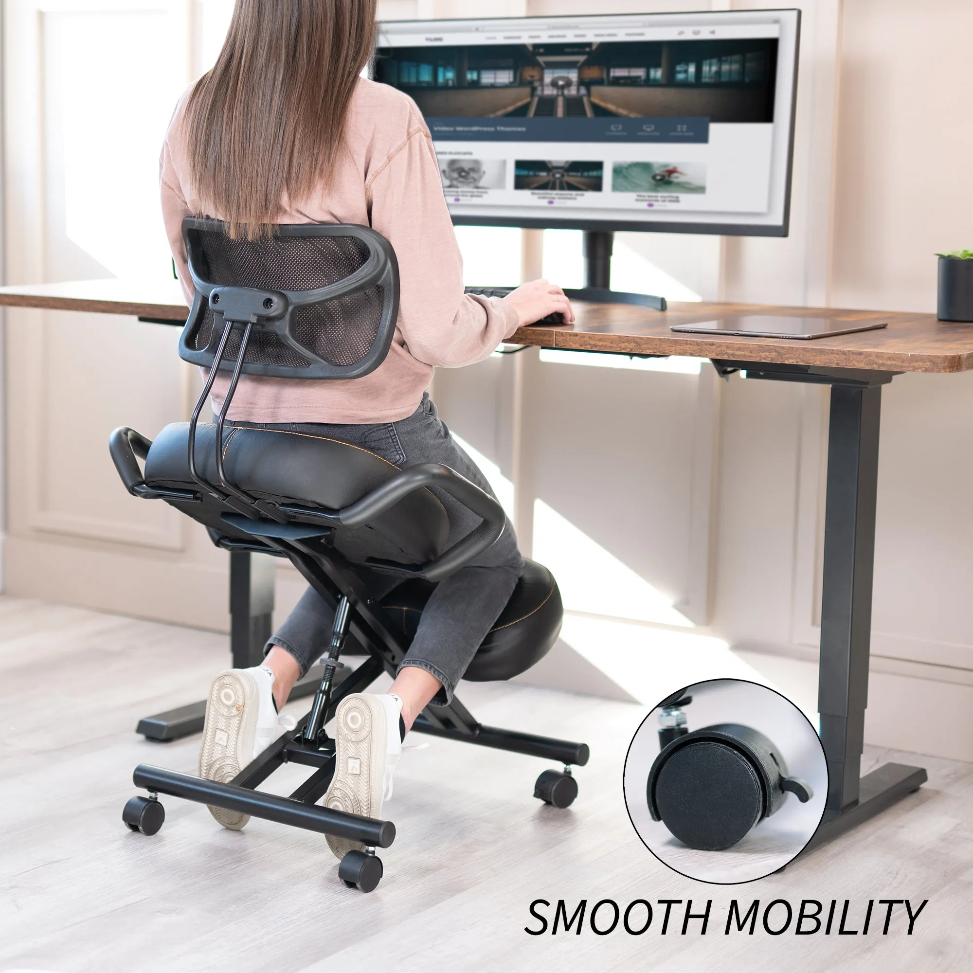 Adjustable Ergonomic Kneeling Chair with Back Support