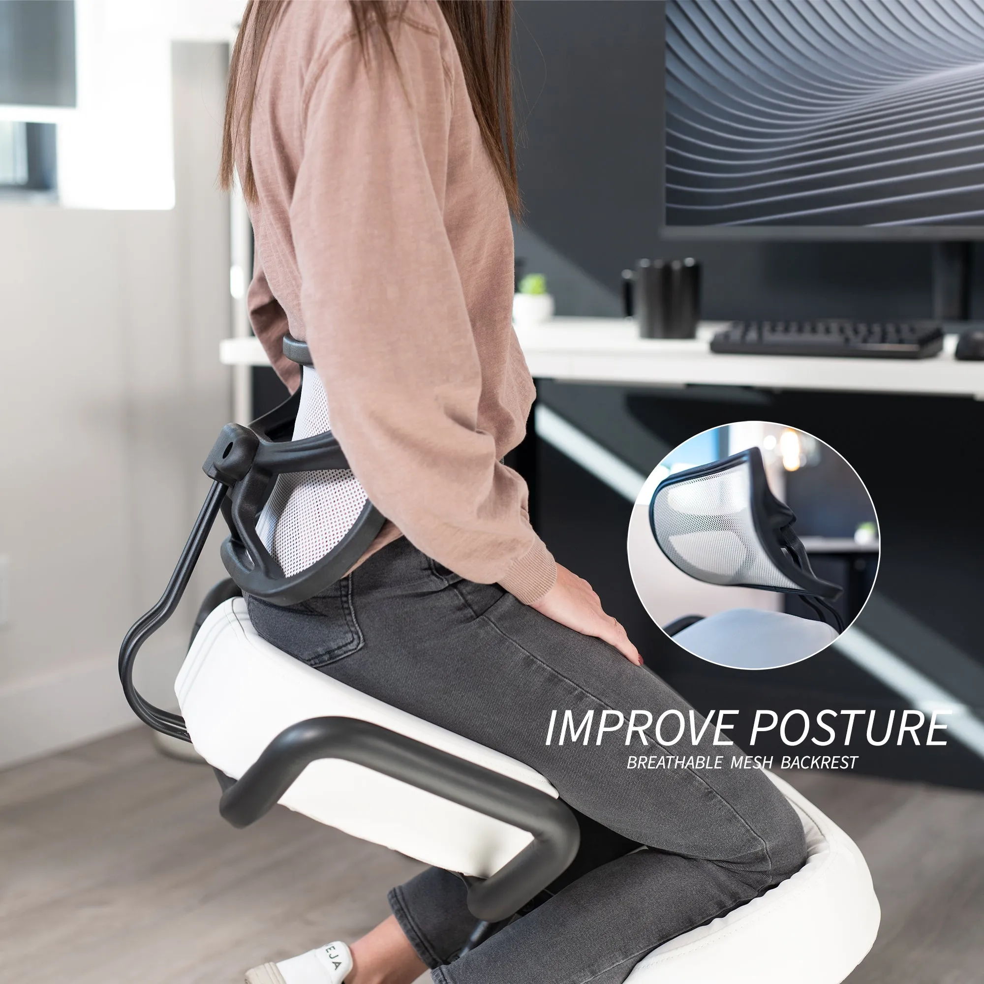 Adjustable Ergonomic Kneeling Chair with Back Support