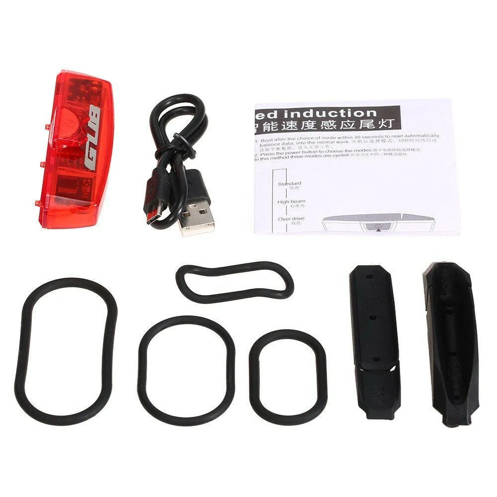 Bike Tail Light Rear Light Smart Sensor Light USB Rechargeable Super Bright LED Bicycle Taillight Cycling Safety Flashlight with 6 Modes