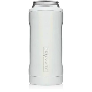 Brumate Slim Can cooler 12 oz white glitter