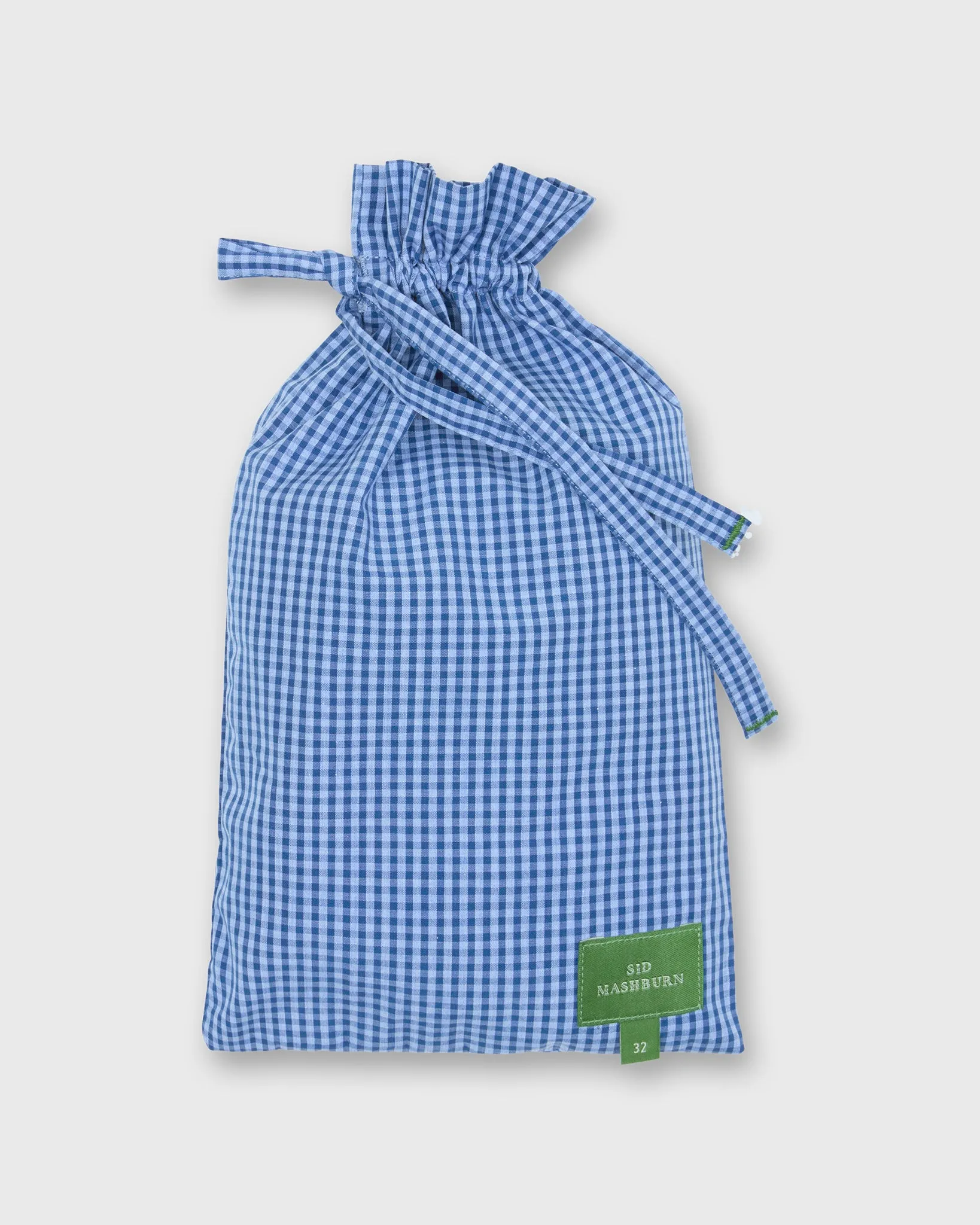 Button-Front Boxer Short in Blue Gingham Poplin