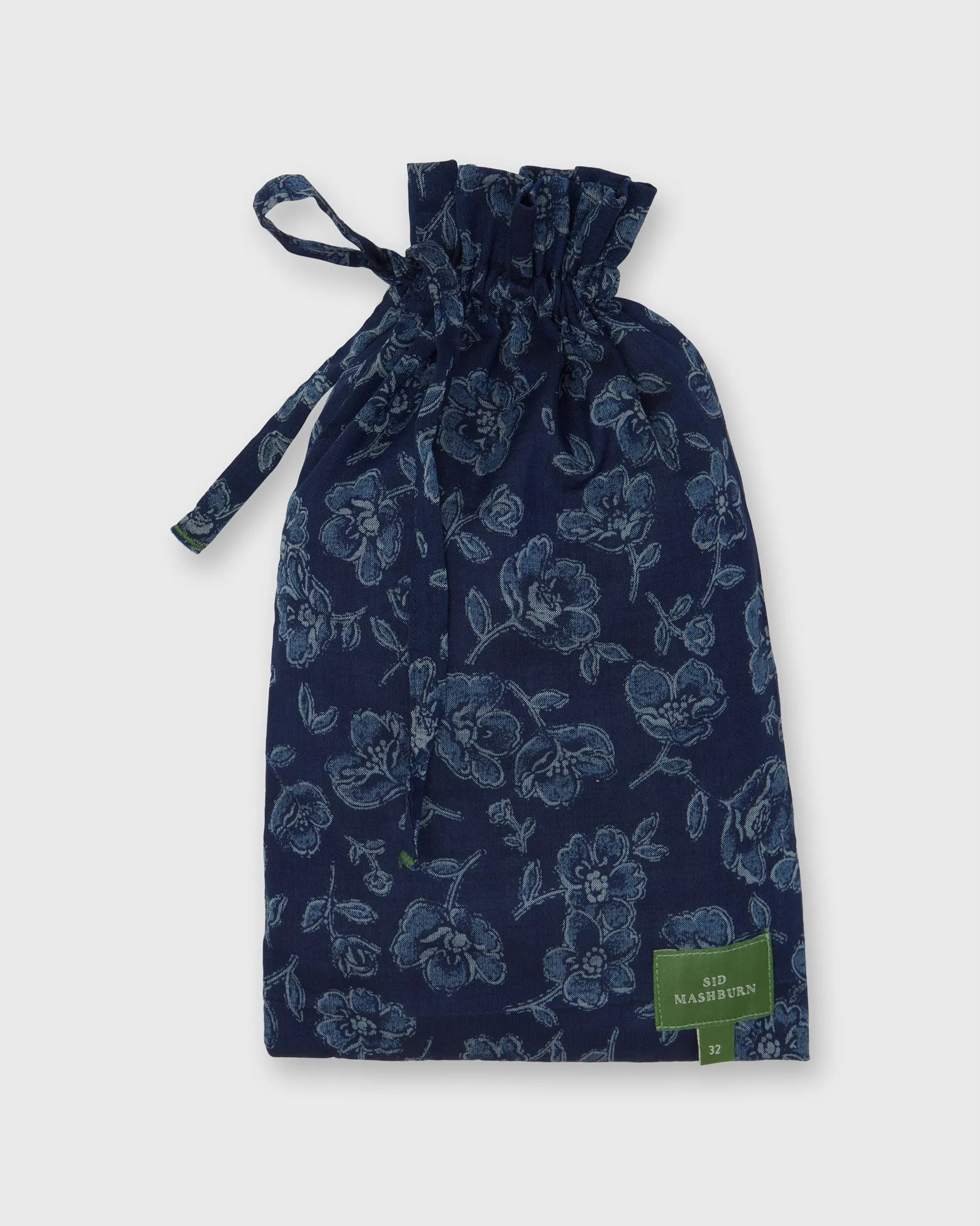 Button-Front Boxer Short in Navy/Slate/Grey Floral Print Poplin