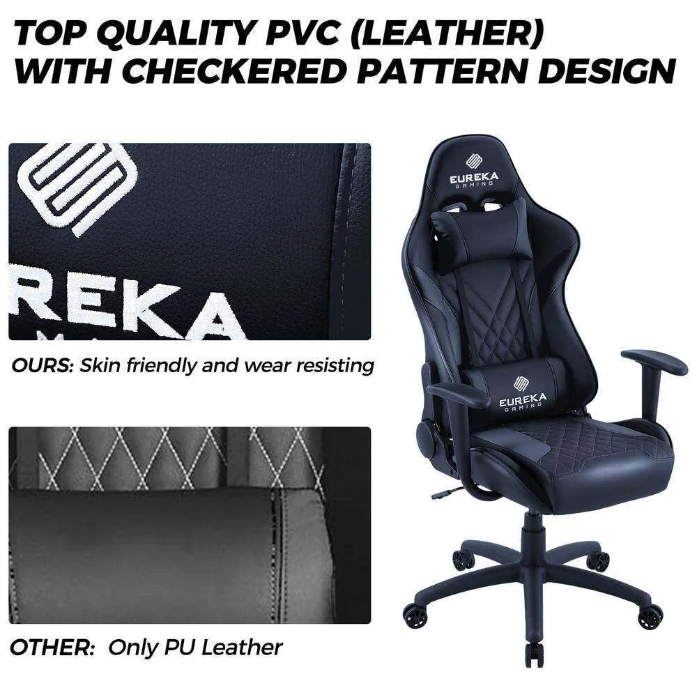 Eureka Ergonomic Home Office Video Gaming Computer Chair, Headrest, Lumbar Support, Quality Leatherette, ERK-ONEX-GX2-B/BB/BR