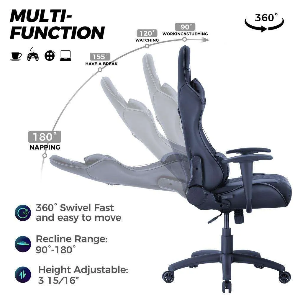 Eureka Ergonomic Home Office Video Gaming Computer Chair, Headrest, Lumbar Support, Quality Leatherette, ERK-ONEX-GX2-B/BB/BR