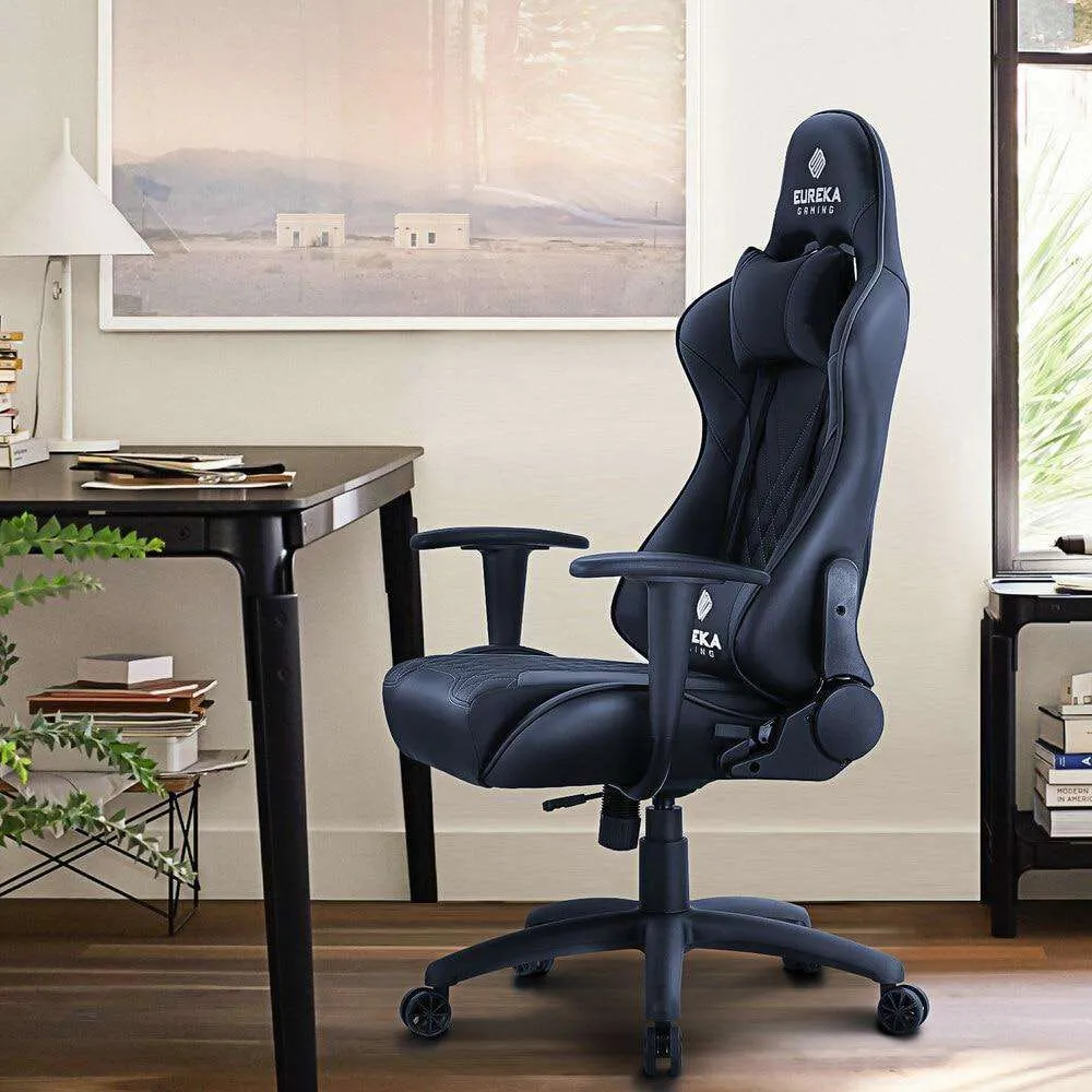 Eureka Ergonomic Home Office Video Gaming Computer Chair, Headrest, Lumbar Support, Quality Leatherette, ERK-ONEX-GX2-B/BB/BR