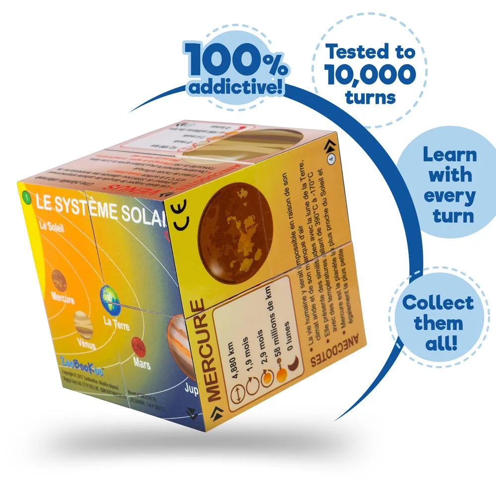 French Planets Solar System Statistics Cube Book