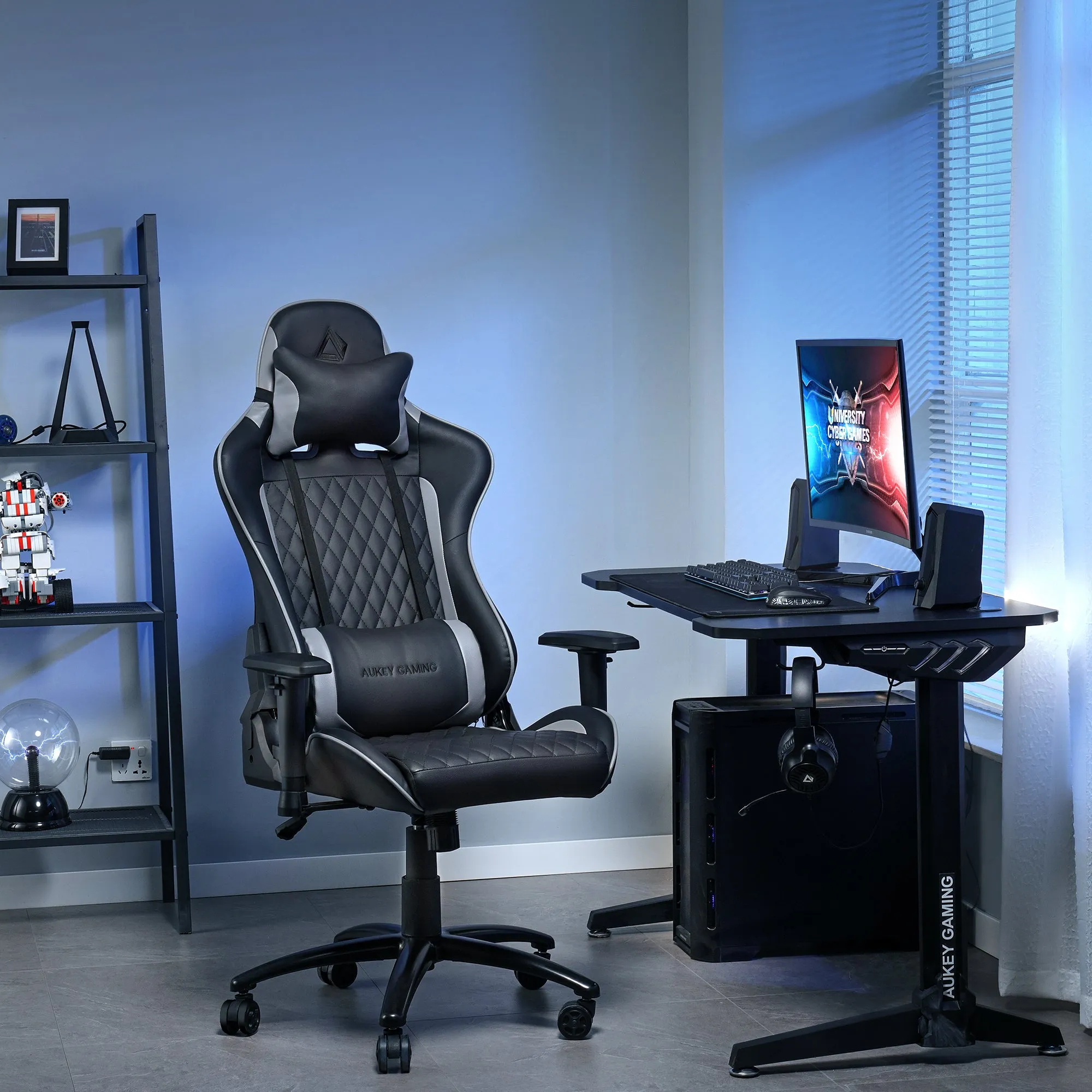 GC-A01 Ergonomic Gaming Chair with Adjustable Swivel Recliner and Armrest