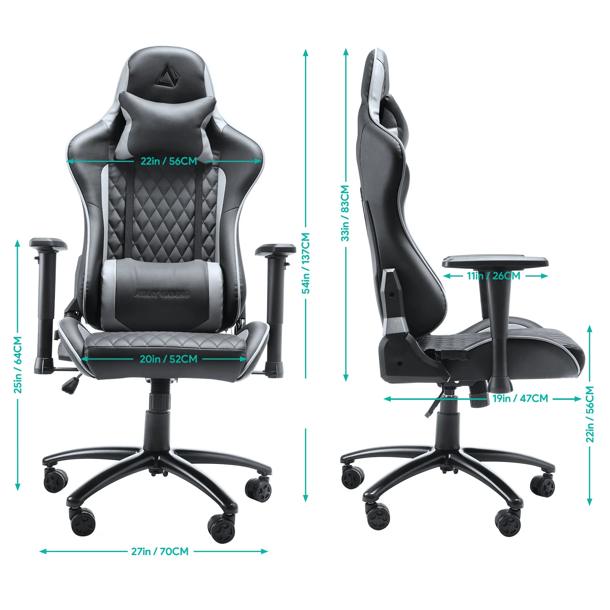 GC-A01 Ergonomic Gaming Chair with Adjustable Swivel Recliner and Armrest