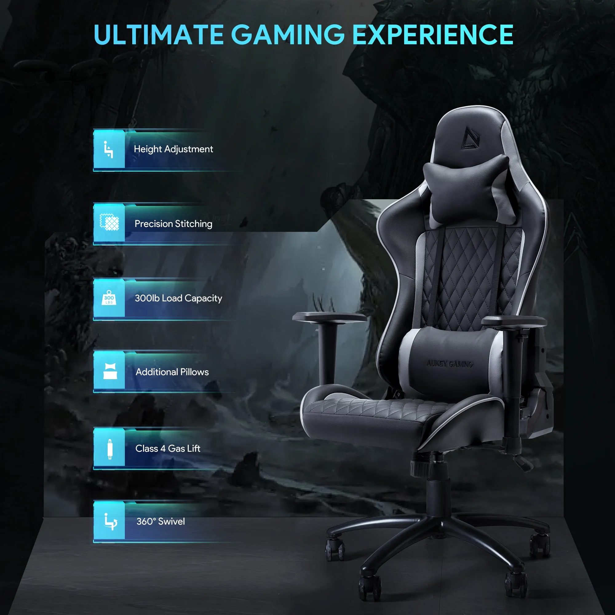 GC-A01 Ergonomic Gaming Chair with Adjustable Swivel Recliner and Armrest