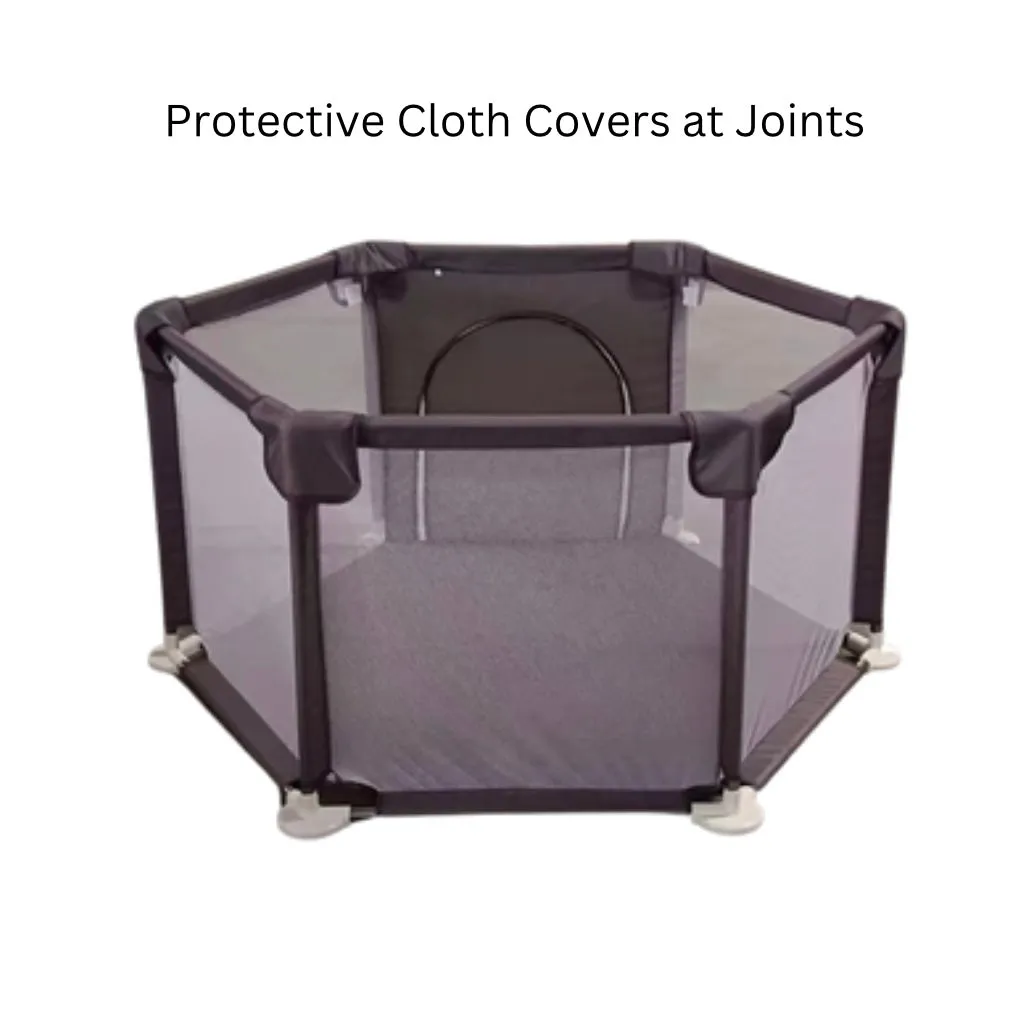 Hexagon Baby Playpen with Zipper Door Kids Play Area