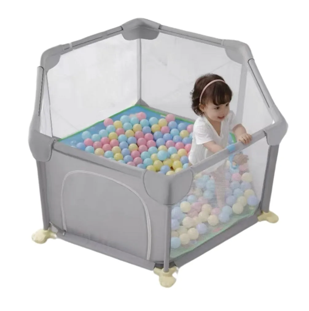 Hexagon Baby Playpen with Zipper Door Kids Play Area