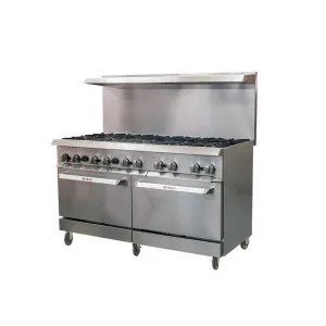 IKON IR-10-60 Gas 10 Burner 60" Range with 2 Standard Ovens - 300K BTU
