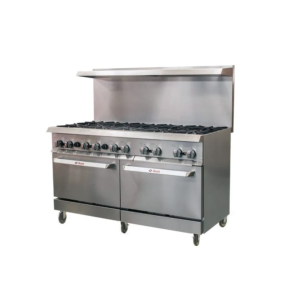 IKON IR-10-60 Gas 10 Burner 60" Range with 2 Standard Ovens - 300K BTU