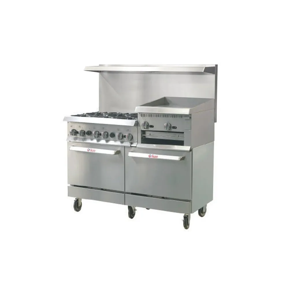 IKON IR-6B-24RG-60 Gas 6 Burner 60" Range with 24" Raised Griddle / Broiler