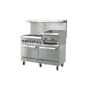 IKON IR-6B-24RG-60 Gas 6 Burner 60" Range with 24" Raised Griddle / Broiler