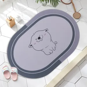 Kuber Industries Bath Mat | PVC Bathroom Mat | Shower Bath Mat | Floor Tub Mat | Diatom Mud Oval Mat | Anti-Skid Shower Bathroom Mat | CF-220804 | Gray