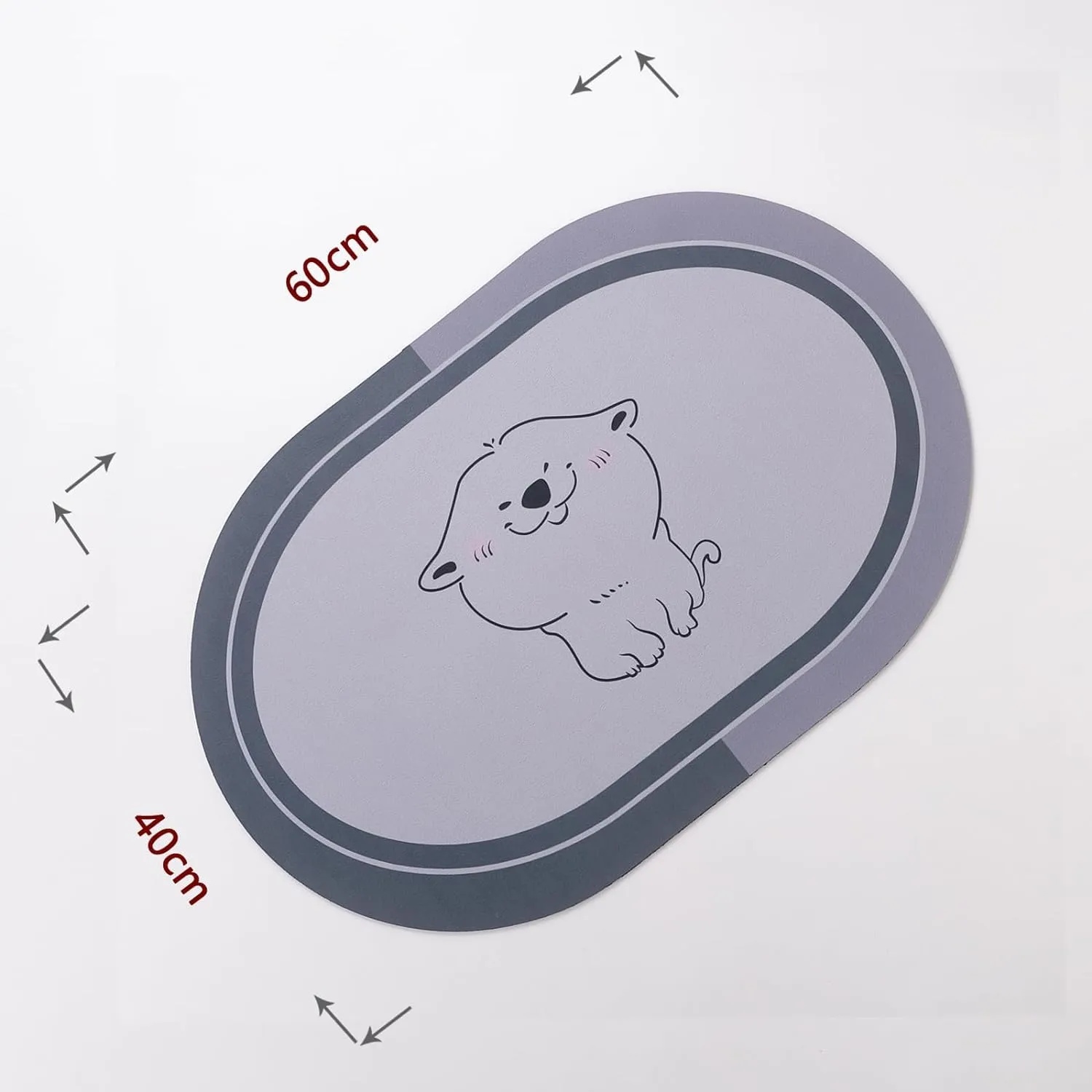 Kuber Industries Bath Mat | PVC Bathroom Mat | Shower Bath Mat | Floor Tub Mat | Diatom Mud Oval Mat | Anti-Skid Shower Bathroom Mat | CF-220804 | Gray