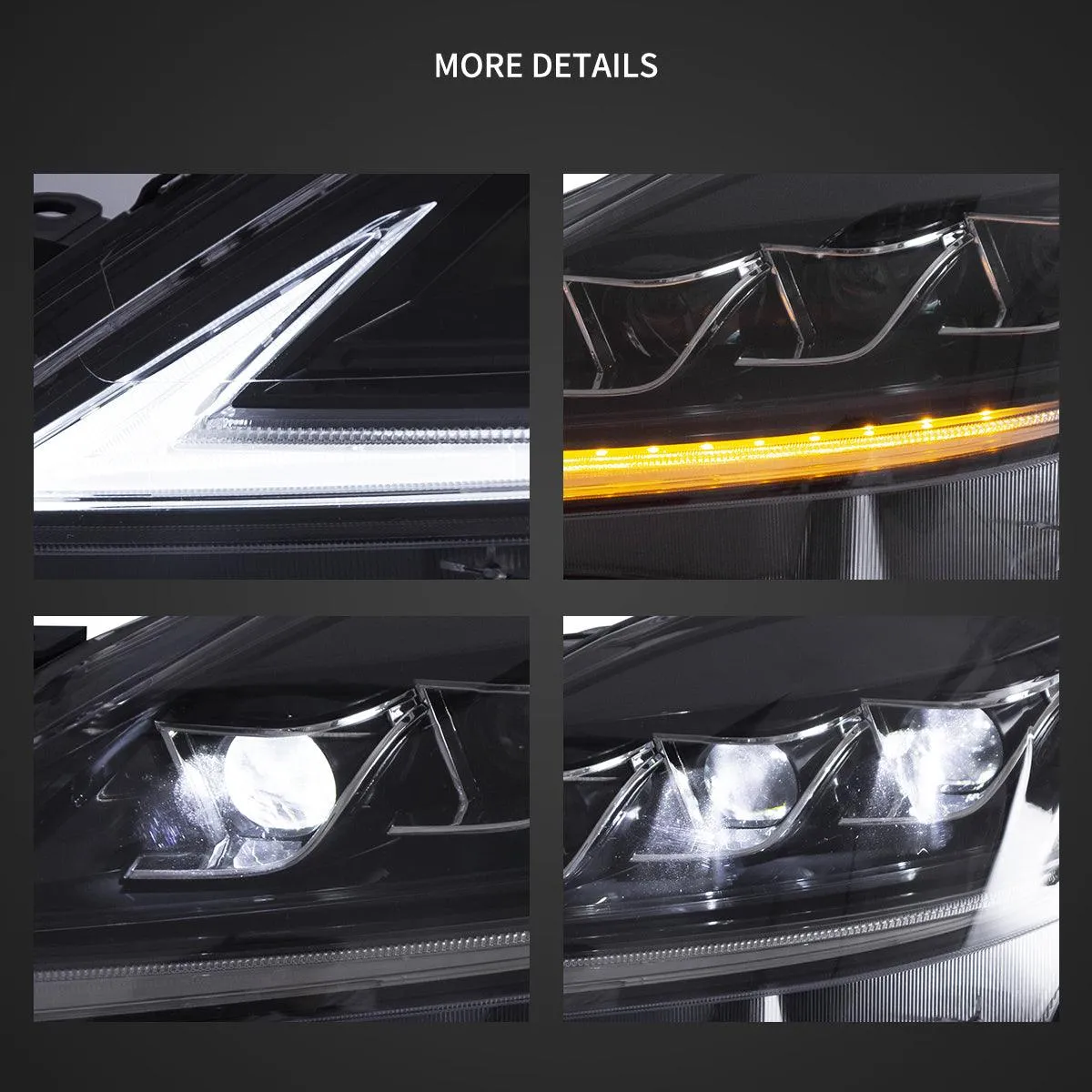 LED Headlight Assembly Matrix Projector Black For 2006-2012 Lexus IS250/IS250C/IS350/IS220d & 2008-2014 ISF(XE20)