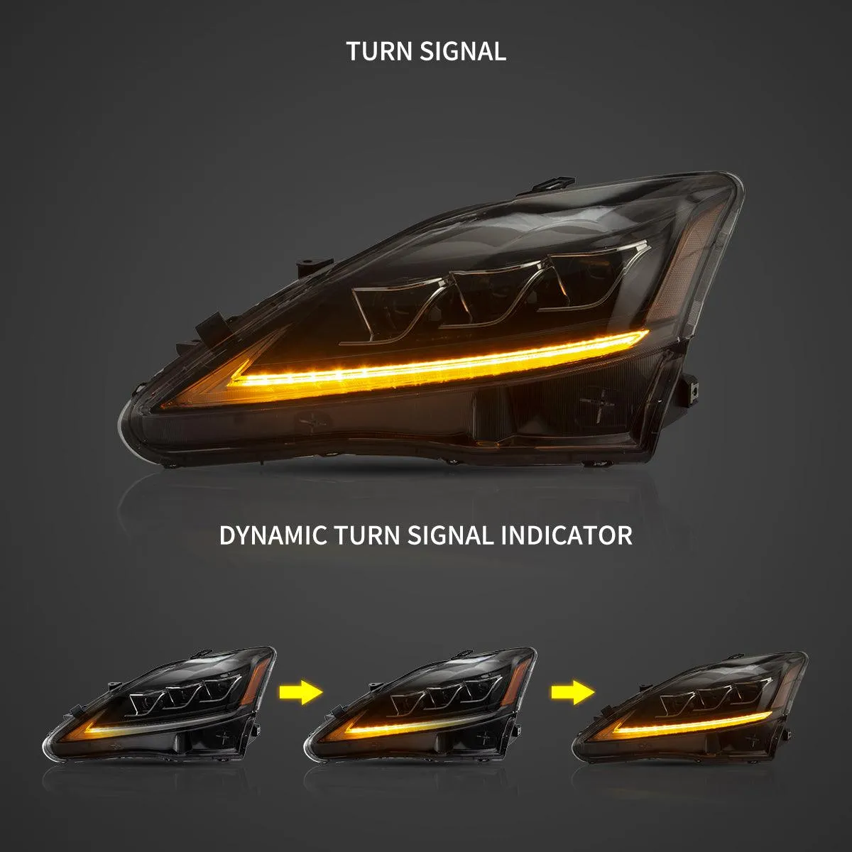 LED Headlight Assembly Matrix Projector Black For 2006-2012 Lexus IS250/IS250C/IS350/IS220d & 2008-2014 ISF(XE20)