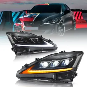 LED Headlight Assembly Matrix Projector Black For 2006-2012 Lexus IS250/IS250C/IS350/IS220d & 2008-2014 ISF(XE20)