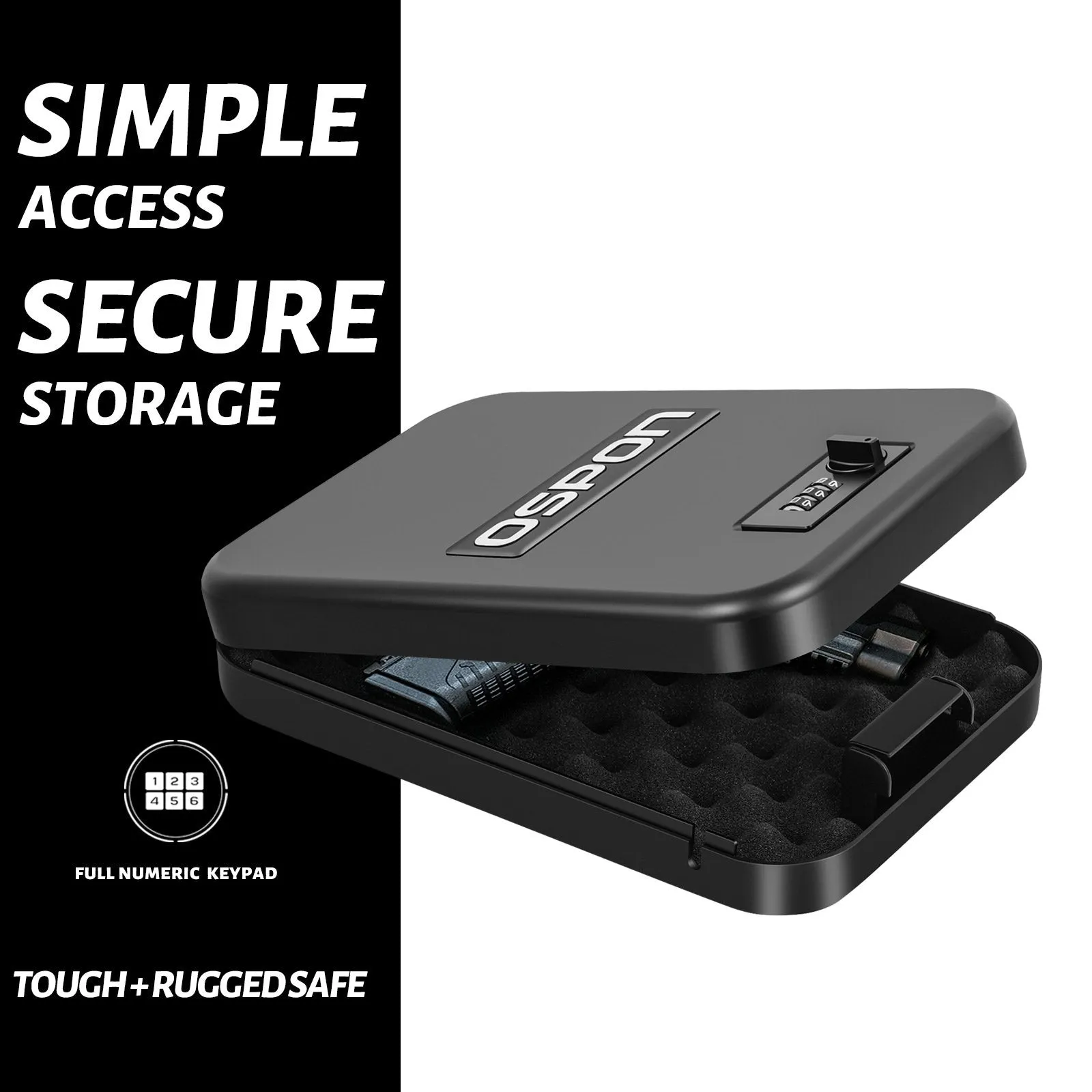 Metal Combination Lock Box,Solid Steel Gun Safe with 3 Digits Combination Lock,Portable Pistol Safe with Security Steel Cable,Handgun Safe Storage
