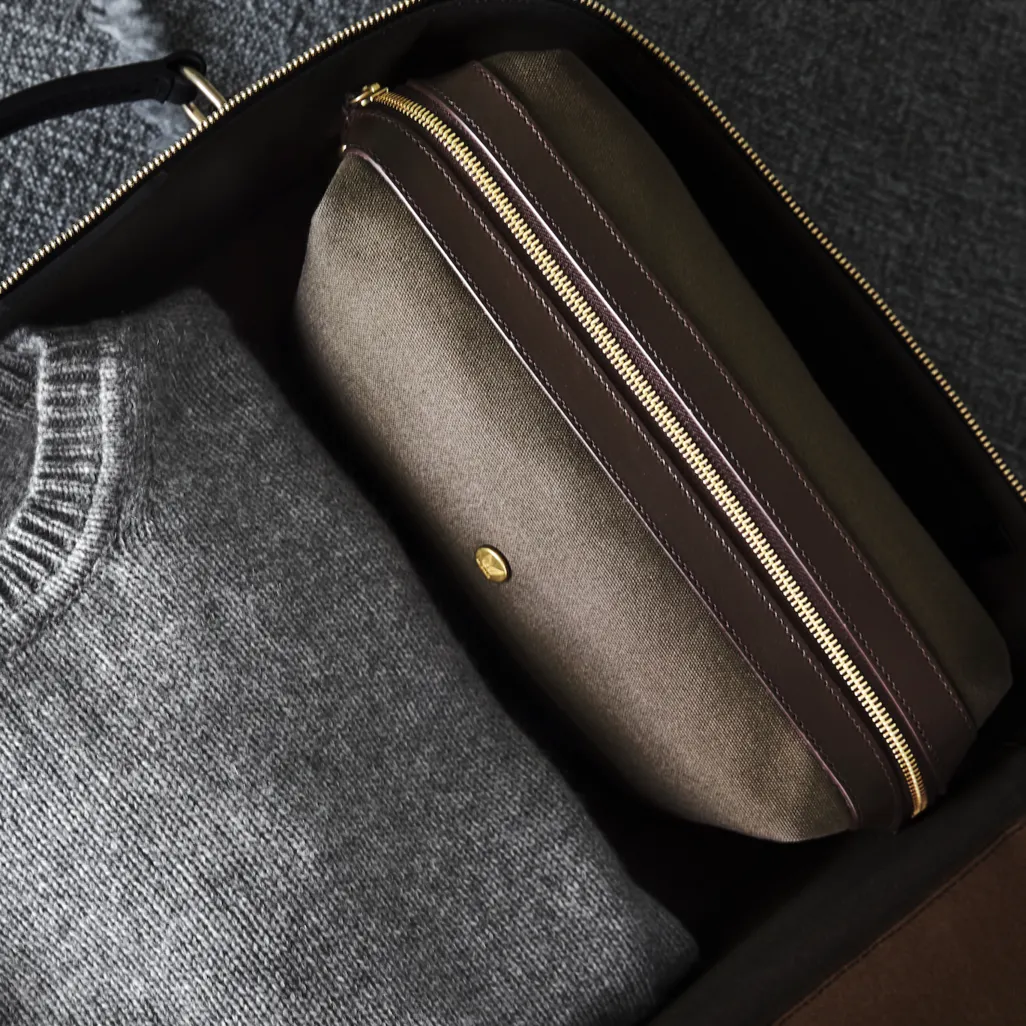 M/S Washbag – Army/Dark Brown