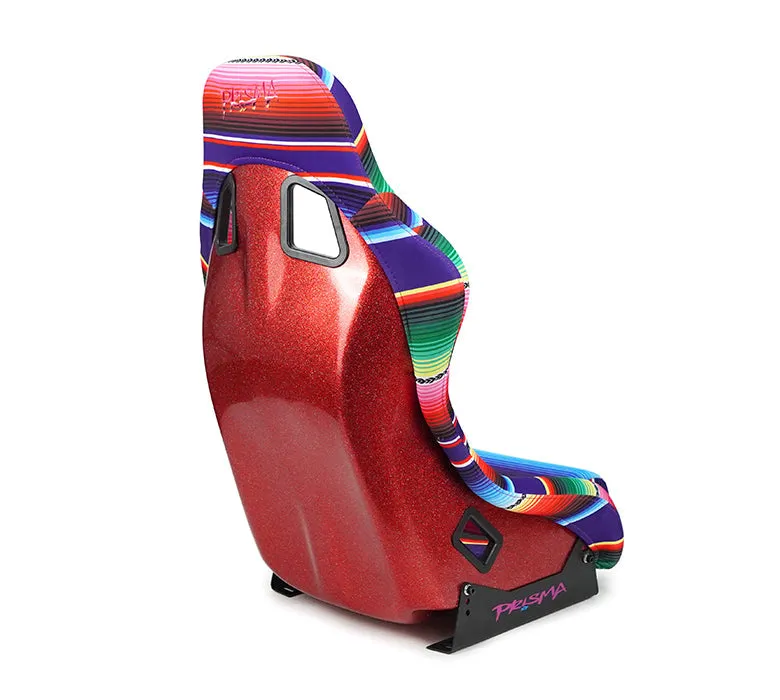 NRG FRP Fiberglass Bucket Seat PRISMA- Serepi Edition with red pearlized back in vegan material. Pink Panther Color Leopard print finish in vegan material plus phone pockets. (Medium) - FRP-303-MEXICALI