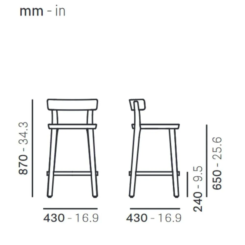 Pedrali Folk 2926 stool with cane seat H.65 cm.