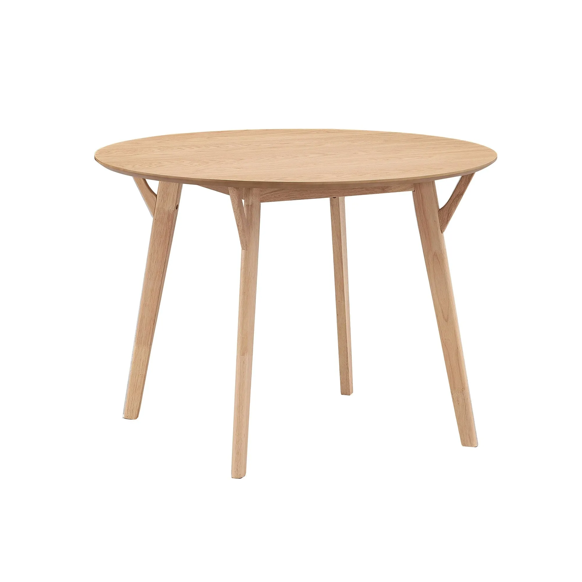 "42.01" Round Dining Table for 4 - MDF Wood Veneer Top with Rubberwood Legs, Modern Kitchen Table"