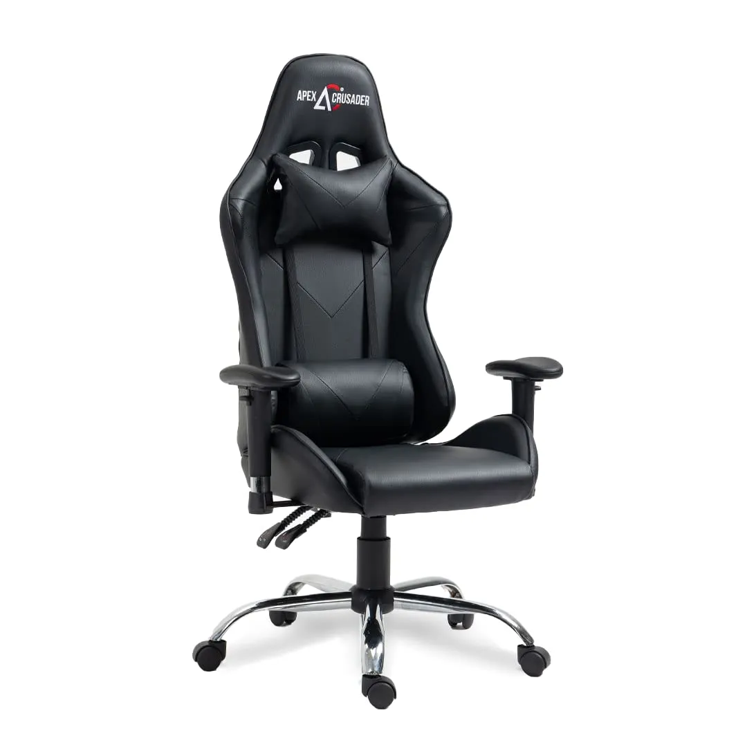 SAVYA HOME Spawn Multi-Purpose Ergonomic Gaming Chair with Adj.Seat 2D Armrest,Head & Lumbar Support Pillow | Study Table, Office Chair |135° Recliner chair Blue-Apex Crusader Gaming Series (Black)