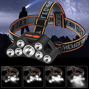 USB LED Headlight , Rechargeable Helmet Light Super Bright Night Light Work Headlight for Outdoor Fishing Hiking Adventure