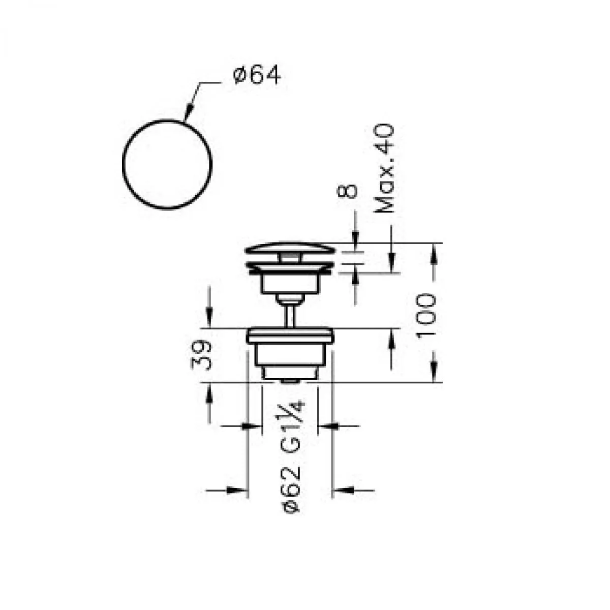 VitrA Origin Copper Push Open Universal Basin Waste